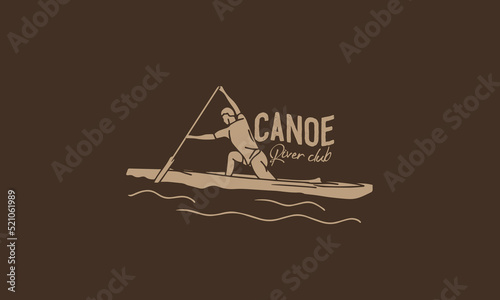 Vintage Canoe River Club Illustration Vector