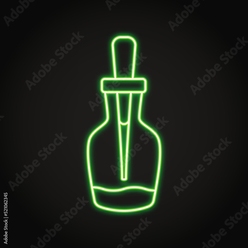 Glass dropper bottle neon icon