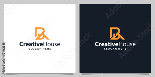 House building logo with initial letter B. Vector illustration graphic design. Good for brand, advertising, real estate, construction, building, and home.