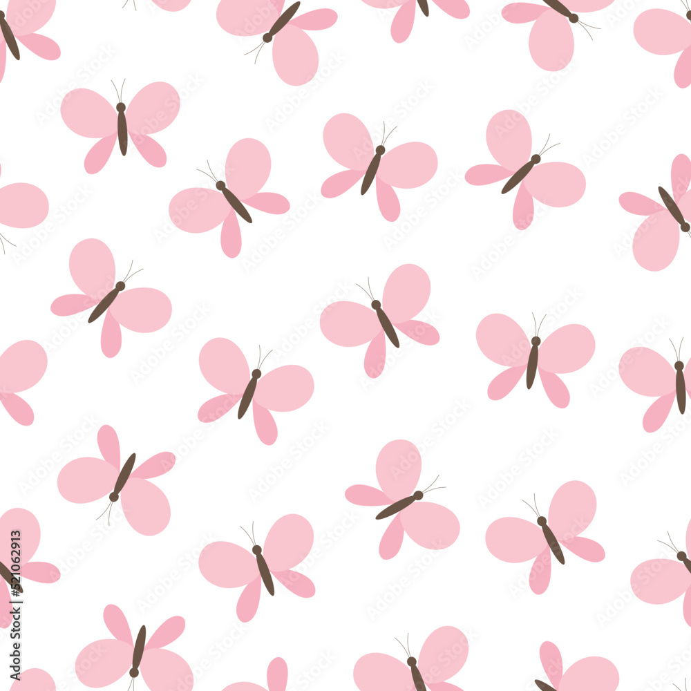 Seamless pattern pink butterflies vector illustration