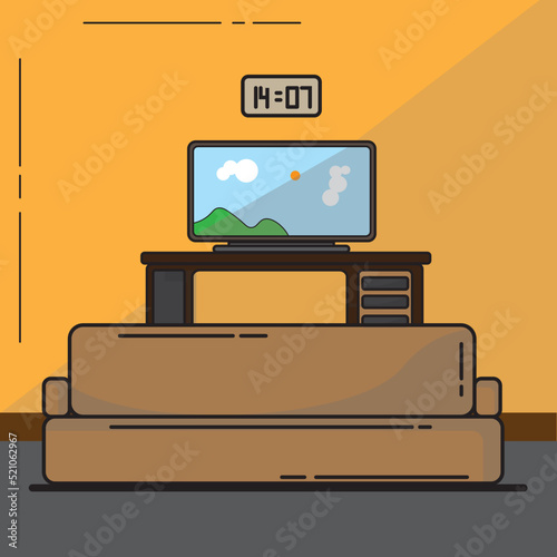 Valokuva vector illustration of a room where you can watch tv with your family