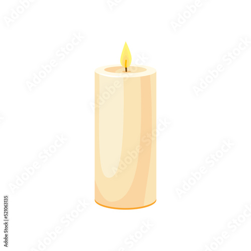 Burning candle. Vector illustration isolated on white background.
