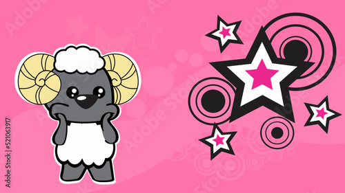 chibi kid ram sticker cartoon background poster illustration in vector format