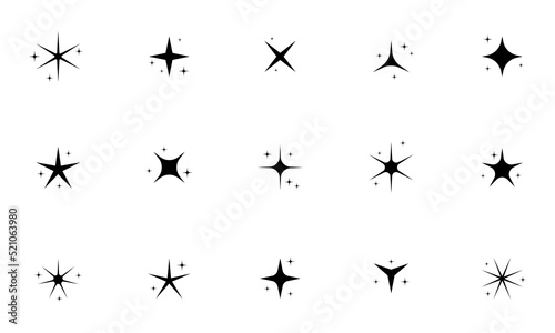 Conjunto de icono de estrellas brillantes. Concepto de brillo, luces y decoración