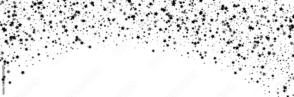 Shooting stars confetti. Black, white colors. Festive background. Abstract texture on a white background. Design element. Vector illustration, eps 10.