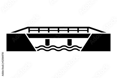 Bridge icon. Black silhouette. Horizontal front side view. Vector simple flat graphic illustration. Isolated object on a white background. Isolate. photo