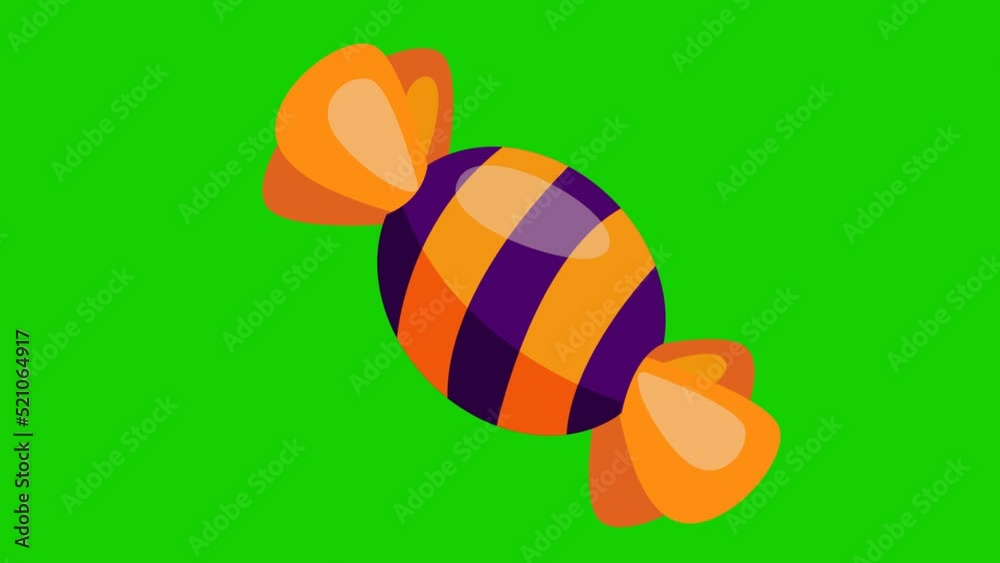 Candy animation on a green screen. Halloween Candy animation with alpha channel. Halloween objects. Key color, color key, alpha channel.