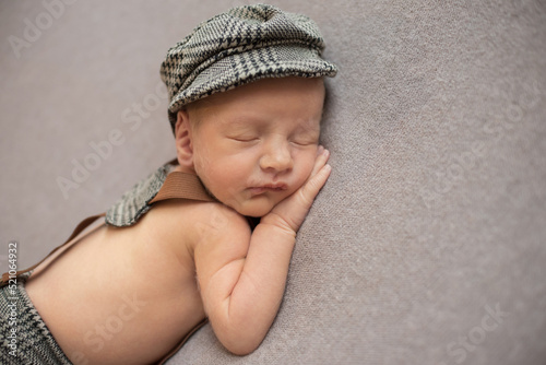 first photo shoot. newborn child. newborn. the child lies. newborn boy