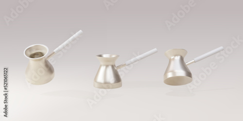 3d set golds Turku for coffee on a grey background. Vector illustration.