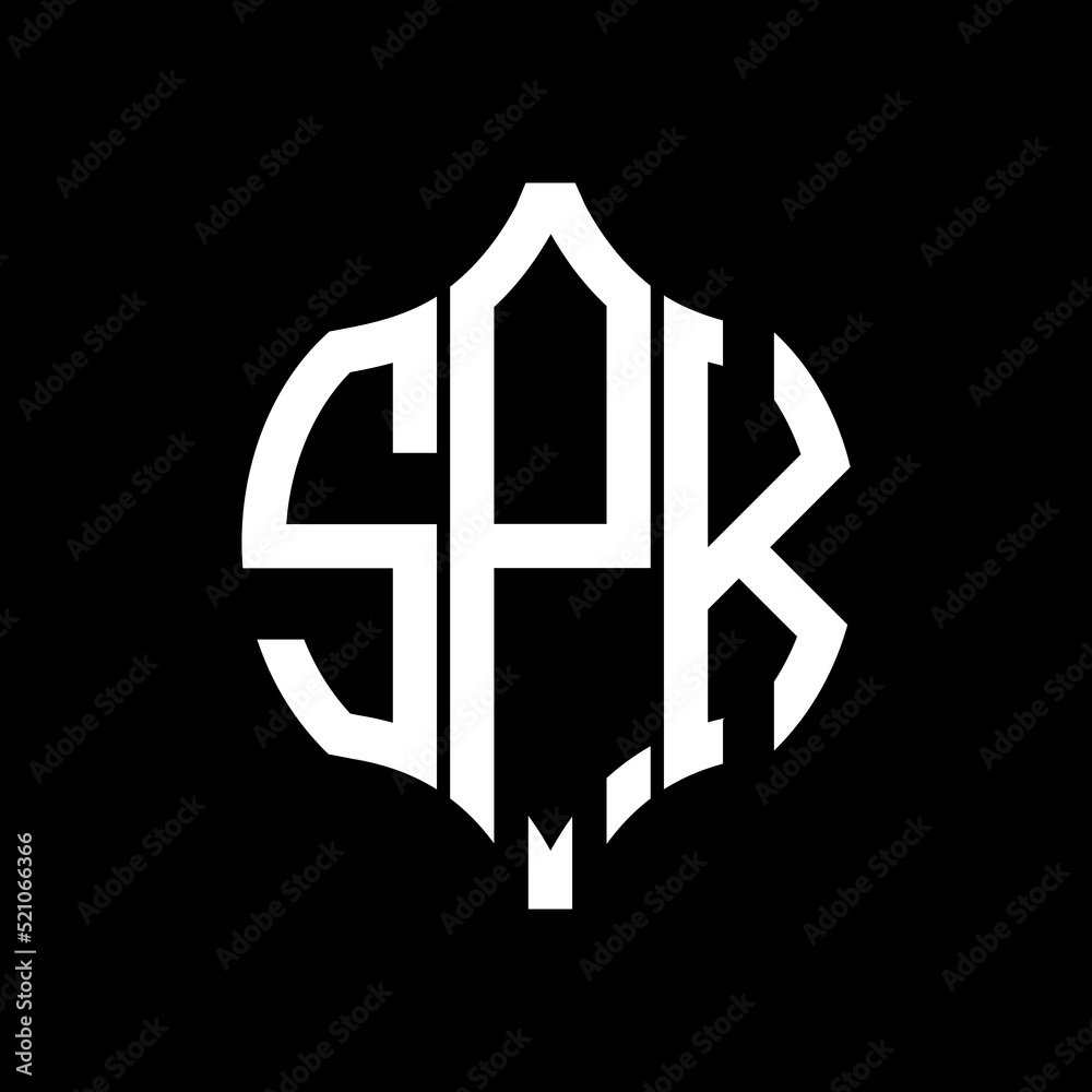 SPK letter logo. SPK best black background vector image. SPK Monogram ...