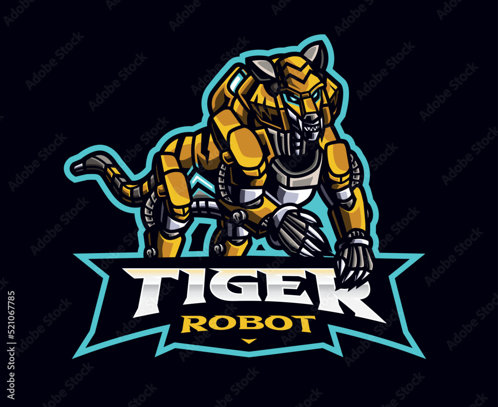 Tiger robot mascot logo design