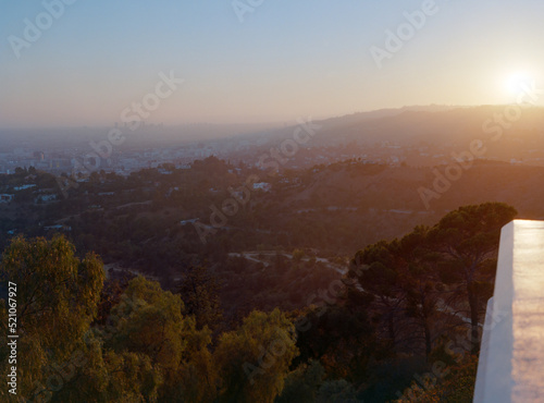sunset over Los Angeles skyline