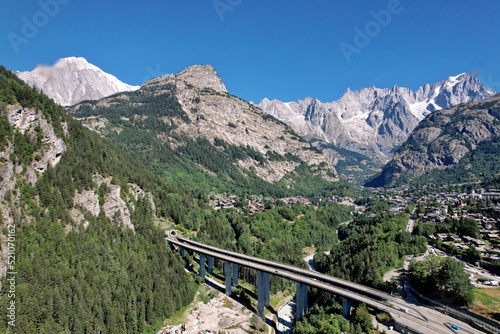 A5 freeway from Aosta to Mont Blanc. Italy.
