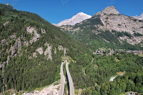 A5 freeway from Aosta to Mont Blanc. Italy. photo