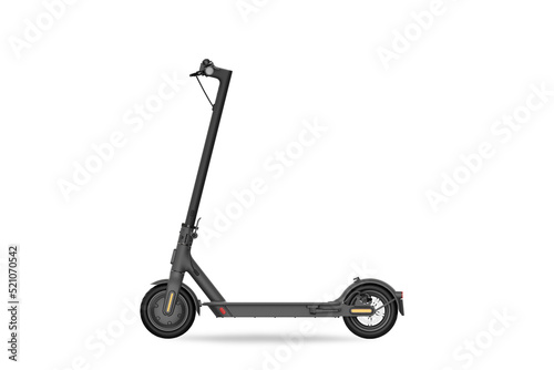 Black electric scooter on white background