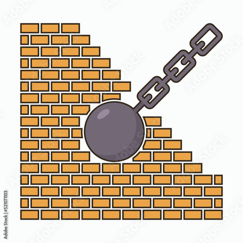 wrecking ball icon, chain ball vector