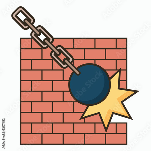 wrecking ball icon, chain ball vector