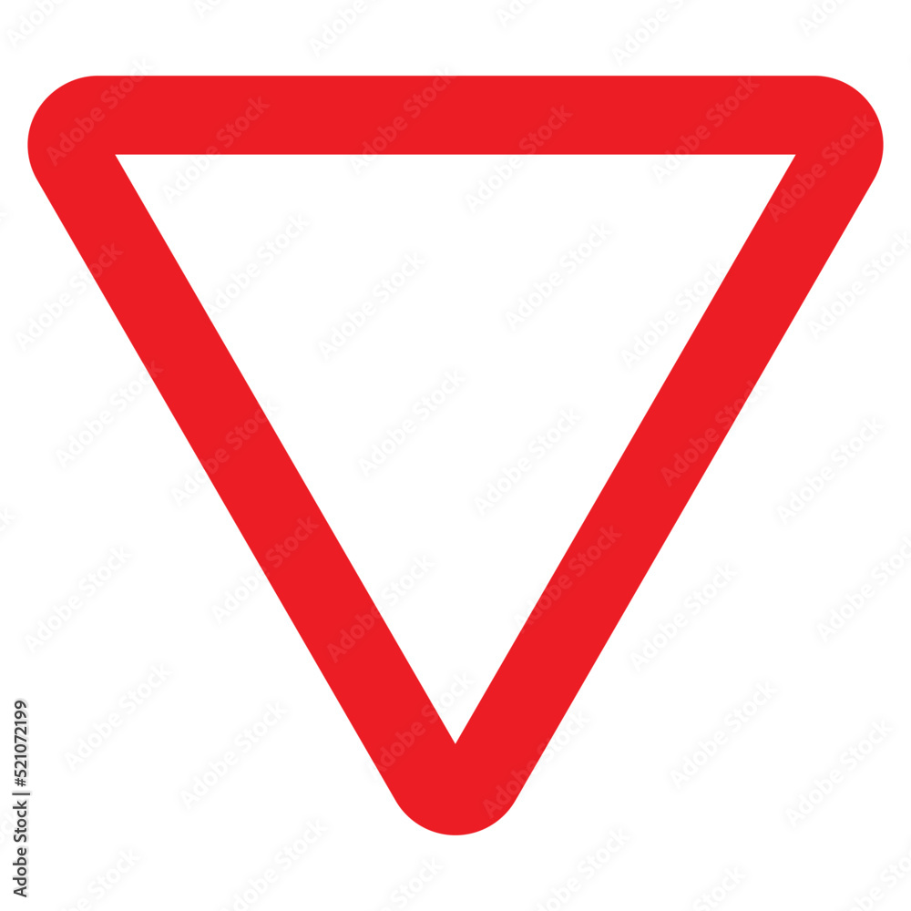 red triangle give way, yield traffic sign vector. red triangle give way, yield traffic sign vector.