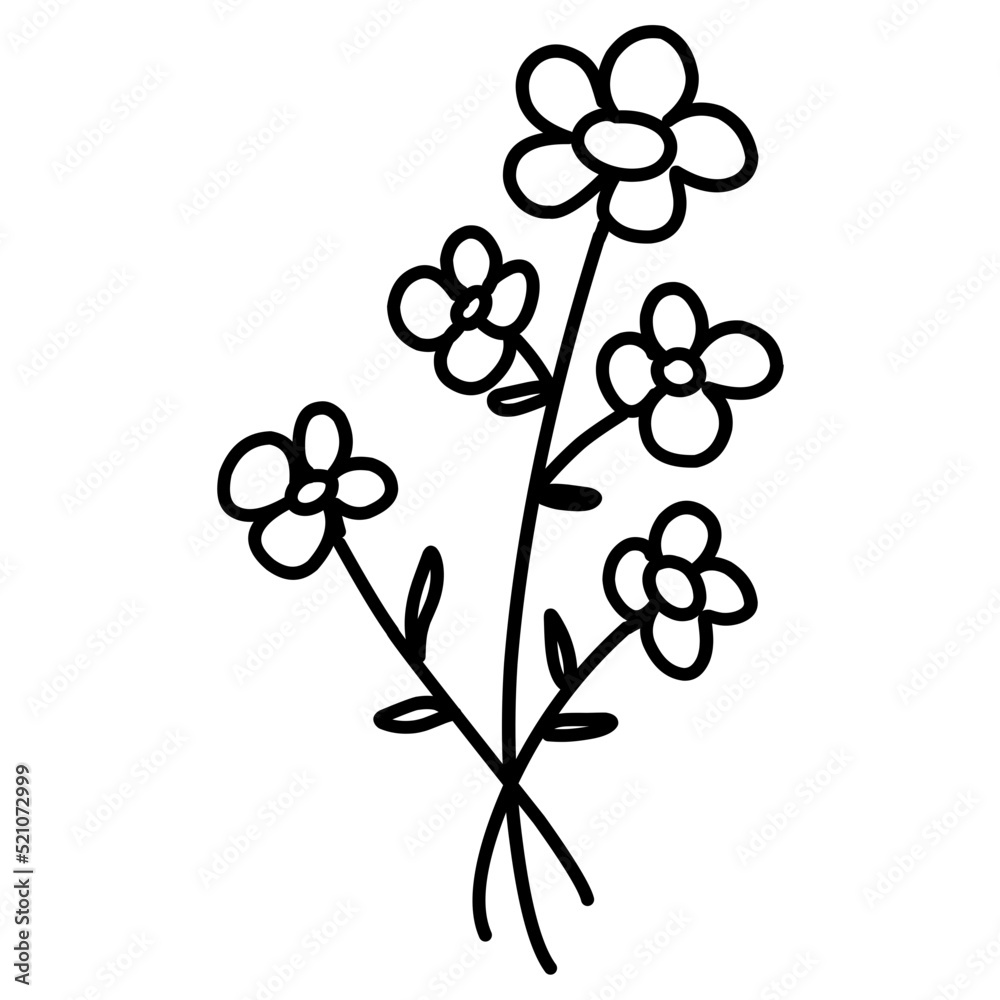 Flwoer, Foliage, Hand-drawn doodles illustration.
Line art