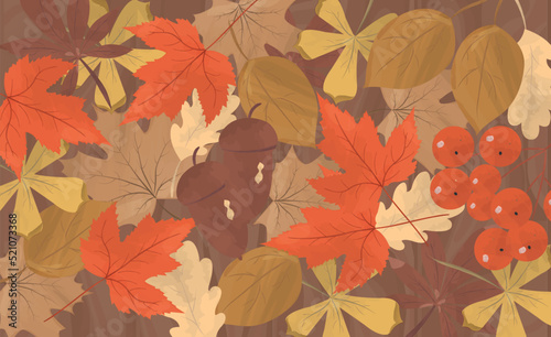 fallen autumn leaves in watercolor