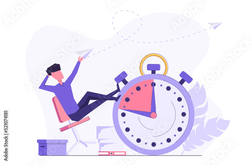 Procrastination. A lazy employee rests on the job