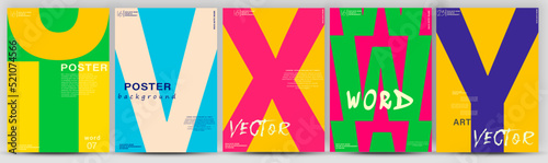 Creative fashionable poster design. Letters U,V,X,W,Y. Alphabet. Template poster, banner, magazine mockup.