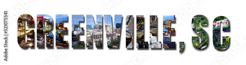 Greenville SC collage of images cutout on white
