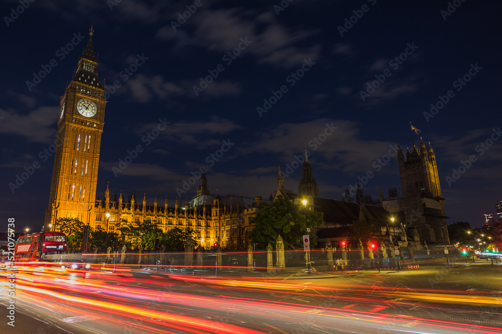 Traffic Trails in front of Big Ben