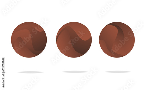 Set of round abstract badges, icons or shapes in trendy poinciana color