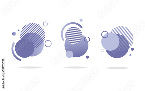 Set of round abstract badges, icons or shapes in trendy very peri color