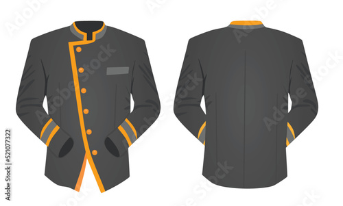 Grey hotel receptionist uniform. vector