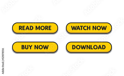 Call to action buttons collection. Download, read more, buy now signs.