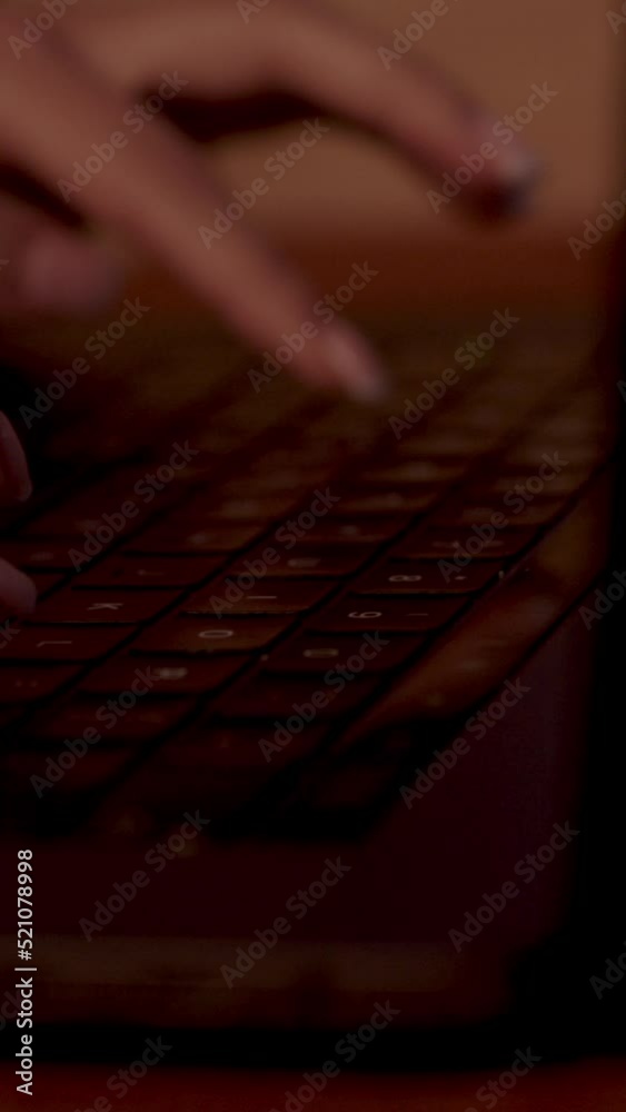 A close-up of typing on the keyboard