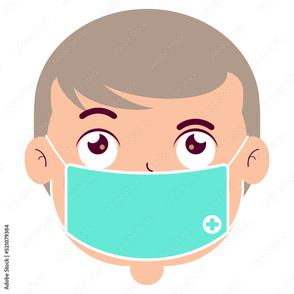 boy wear medical mask cartoon cute boy wear medical mask cartoon cute