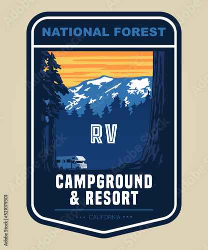 Vector illustration rv resort logo. Retro badge