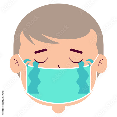 boy wear medical mask cartoon cute
