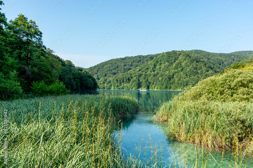 Plitvice lakes in Croatia, beautiful summer landscape with turquoise water