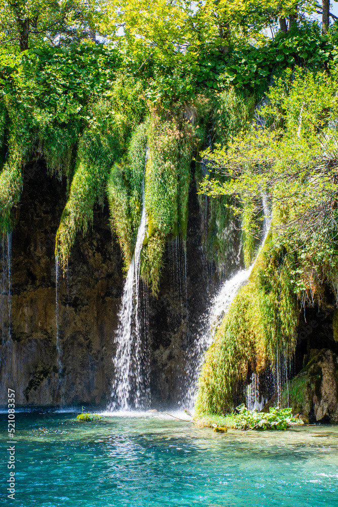 Plitvice lakes in Croatia, beautiful summer landscape with waterfalls Plitvice lakes in Croatia, beautiful summer landscape with waterfalls