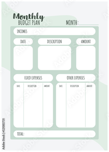 monthly financial plan