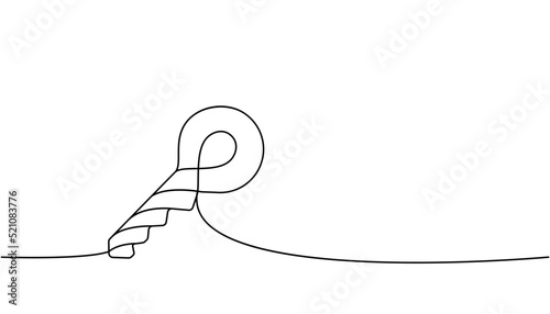 Key one line continuous drawing. Home key continuous one line illustration. Vector minimalist linear illustration