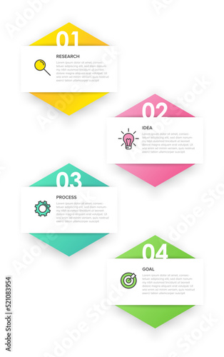 Vertical infographic design with icons and 4 options or steps. Thin line. Infographics business concept. Can be used for info graphics, flow charts, presentations, mobile web sites, printed materials.