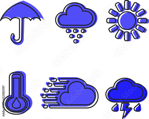 bundle of nine weather line style icons vector illustration design