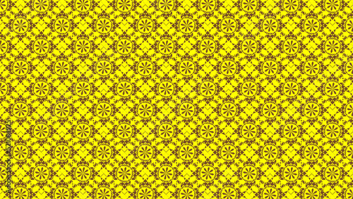 yellow and brown tiles of mandala illustration art wallpaper design