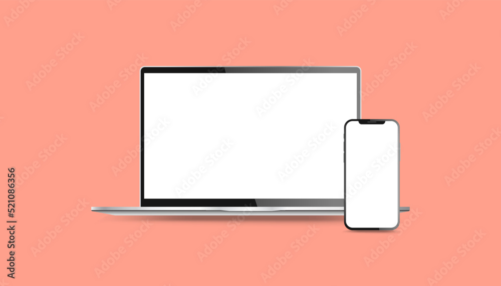 Laptop Smartphone Blank White Display Mockup Template Slim Bezel Technology Illustration Laptop Smartphone Blank White Display Mockup Template Slim Bezel Technology Illustration