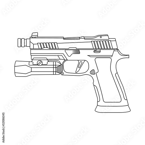 Handgun P320  Outline Icon Illustration on White Background