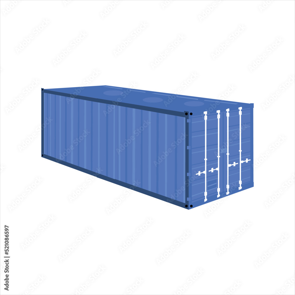 Cargo container vector. Side view. Delivery, transportation, cargo delivery concept. Vector illustration