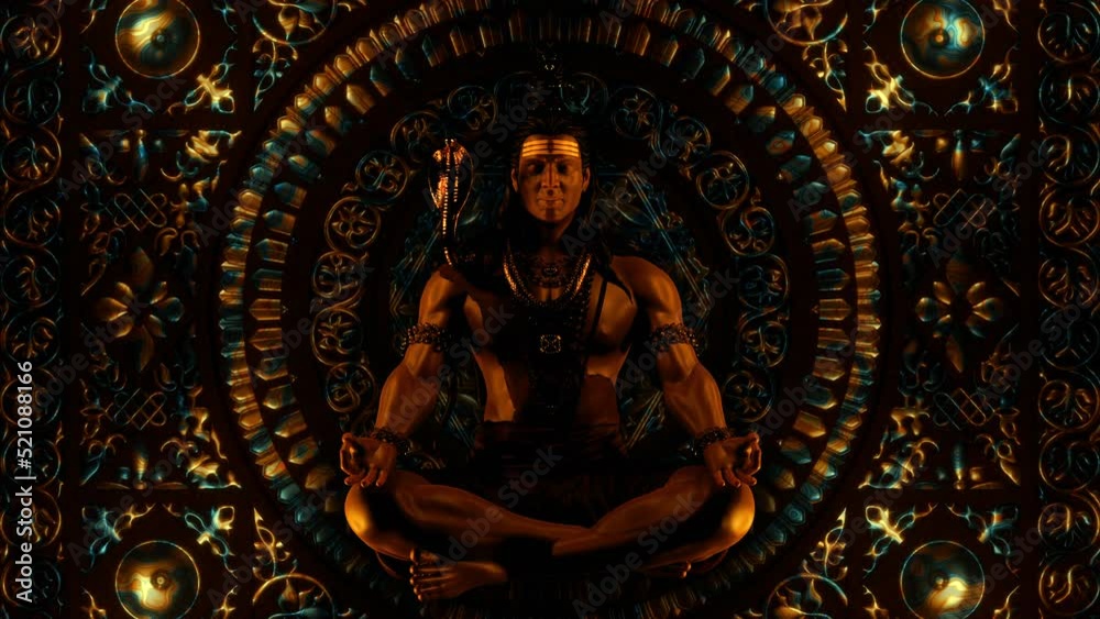Rotating Color changing Background  Gold Indian Shiva Spiritual Religion 3D Vj Art 4K Deity Mahadev Animation Abstract Texture 