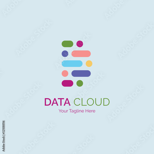 Data Cloud letter D modern logo template design for brand or company and other