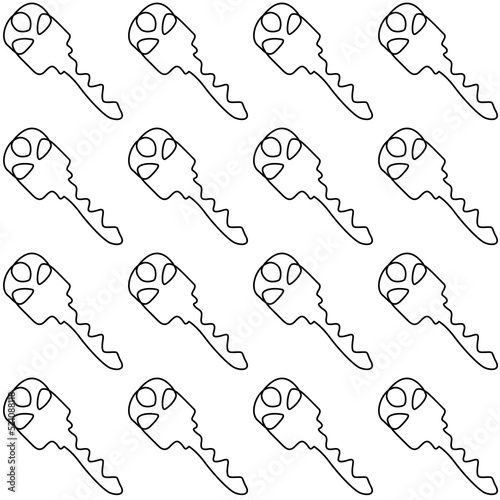 Keys seamless pattern. Minimalist continuous line key background. Vector illustration for real estate sale, security photo