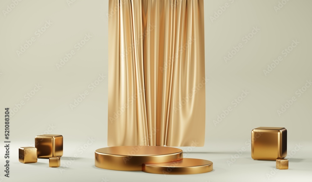 3D rendering of blank product background for cream cosmetics Modern gold podium background 3D rendering of blank product background for cream cosmetics Modern gold podium background